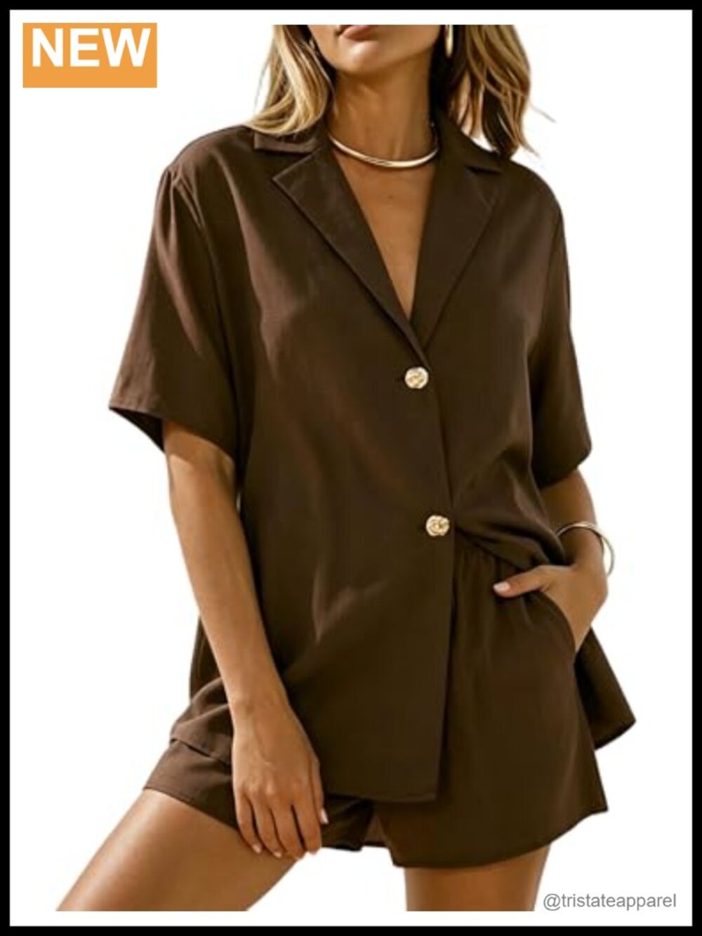 Women's 2 Piece Linen Short Set Summer Button Down Lounge Vacation Outfit with